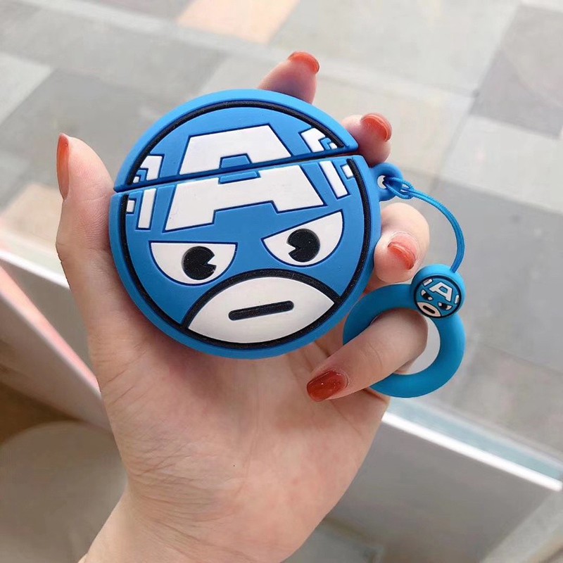 Case AirPods Cap.tion tròn xanh, đỏ