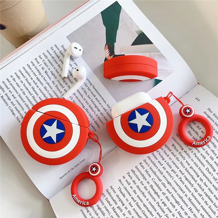 Case AirPods Cap.tion tròn xanh, đỏ