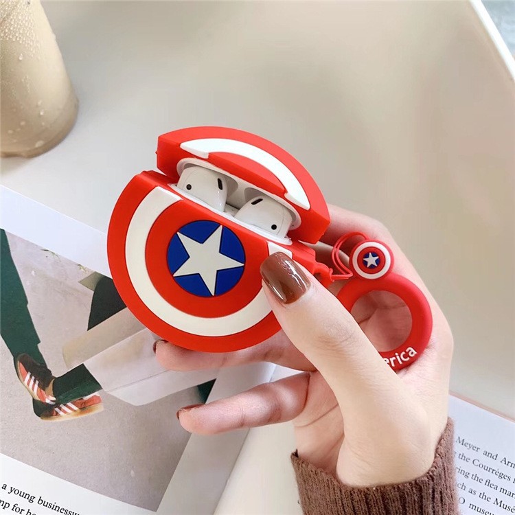 Case AirPods Cap.tion tròn xanh, đỏ