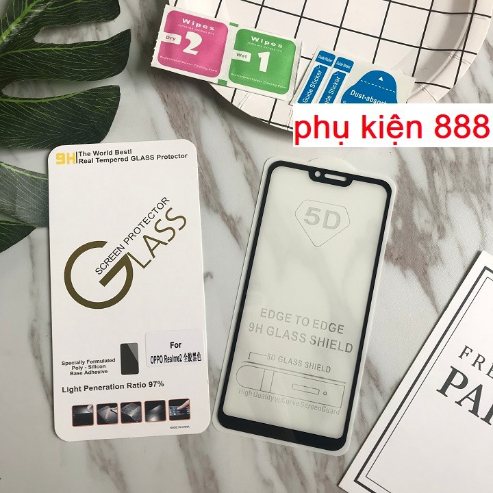 Miếng dán kính cường lực Oppo Realme C1 Full màn 5D Glass