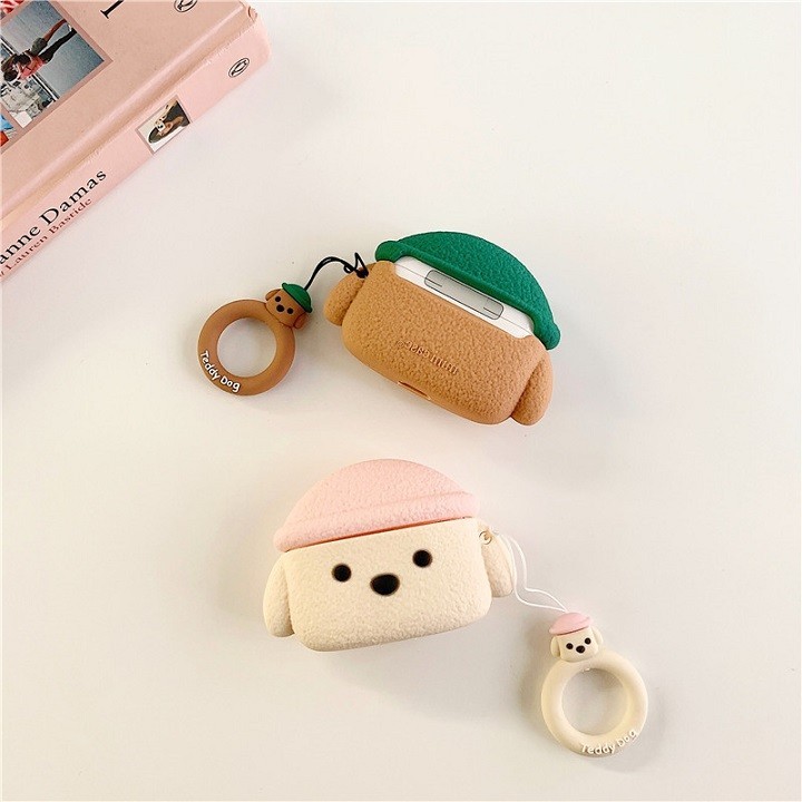 Ốp Airpods 1/2/Pro silicone Chó đội mũ - PK444