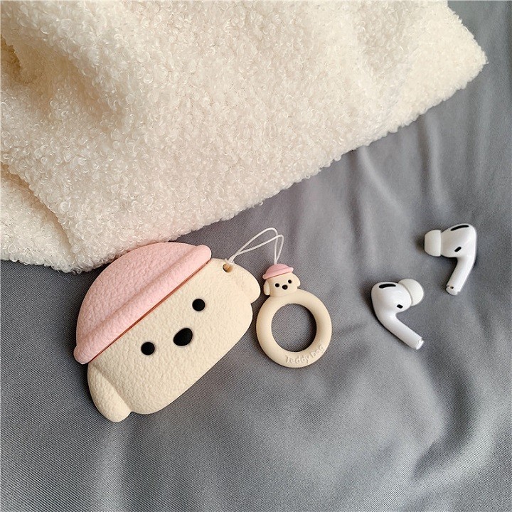 Ốp Airpods 1/2/Pro silicone Chó đội mũ - PK444