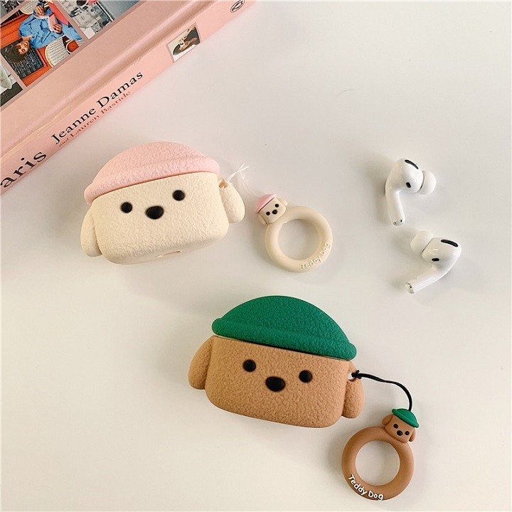 Ốp Airpods 1/2/Pro silicone Chó đội mũ - PK444