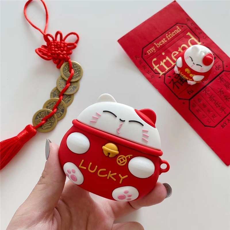 Ốp Airpods Pro Mèo Thần Tài Lucky - PK526