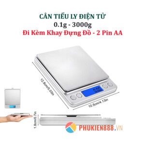 Cân tiểu ly điện tử cân điện tử nhà bếp 3kg tặng kèm khay đựng đồ và 2 viên pin AAA