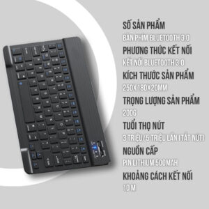 Bàn phím không dây Bluetooth mini dùng được cho IOS Android Windows