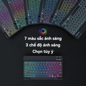 Bàn phím không dây Bluetooth mini dùng được cho IOS Android Windows Có Đèn LED