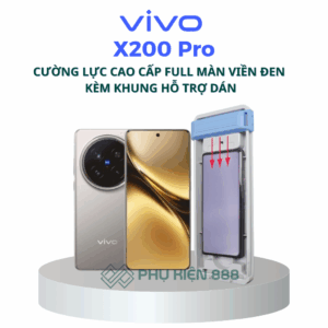 Kính cường lực Gor Vivo X200 Pro 3D Full keo màn kèm khung hổ trợ dán dùng được vân tay siêu âm trơn mượt