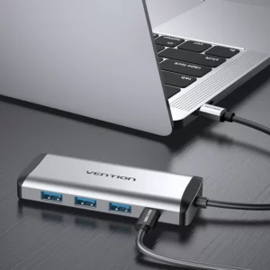 Hub chia cổng Vention chuyển đổi USB Type C sang HDMI 4K sạc PD USB 3.0