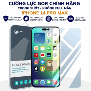 Kính cường lực Iphone 14 Pro Max trong suốt không full màn chống bám vân tay chính hãng Gor