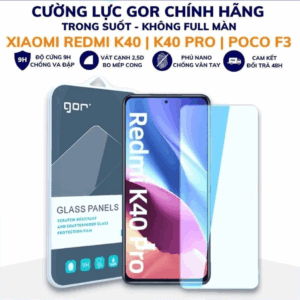 Kính cường lực Redmi K40/ K40 Pro/ Poco F3 trong suốt không full màn chống bám vân tay chính hãng Gor